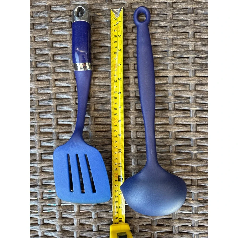 KitchenAid Cobalt Blue Nylon Slotted Spatula Turner and Soup Ladle Set 2pc